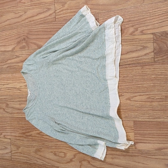 Easel linen-blend layer-look green and cream lightweight sweater, M - Picture 1 of 5